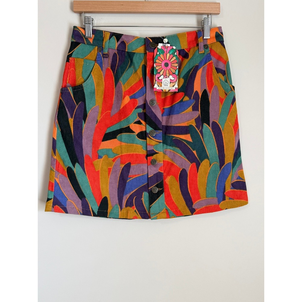 NWT Farm Rio Mini Corduroy Skirt Womens Size M Multicolor Corduroy Abstract